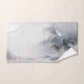 Howling Wolves Mountain Fog Scene Print (Serviette à main)