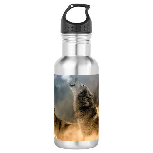 Howling Wolves Waterfles (Voorkant)
