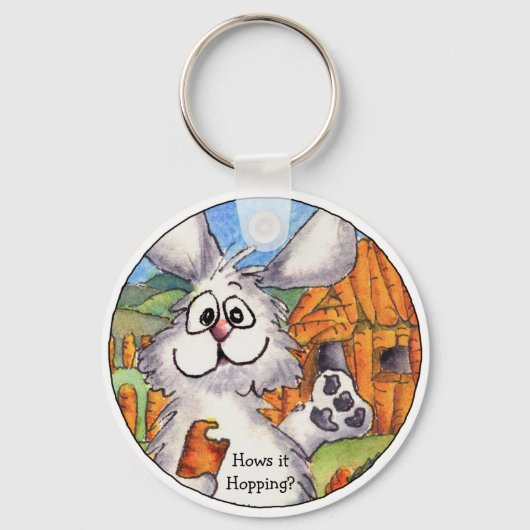 Hows it Hopping Cute Rabbit Sleutelhanger (Voorkant)