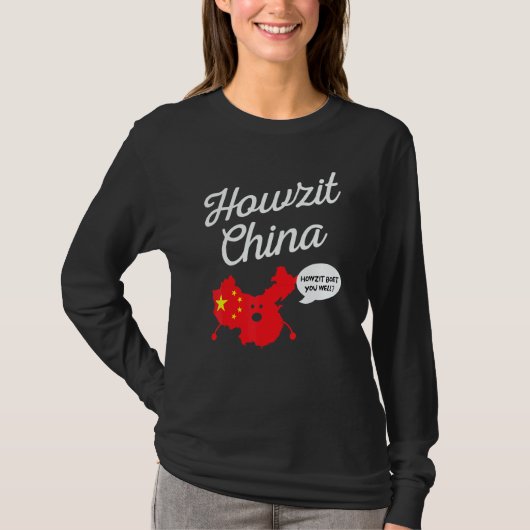 Howzit China Map South Africa Dad Joke 1 T-shirt (Voorkant)