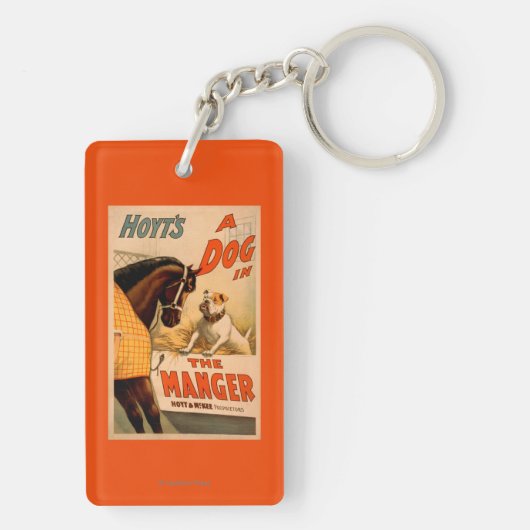 Hoyt is een hond in het Manger Theater Poster Sleutelhanger (achterkant)