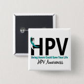HPV-bewustzijn 3 Vierkante Button 5,1 Cm (Voorkant /achterkant)