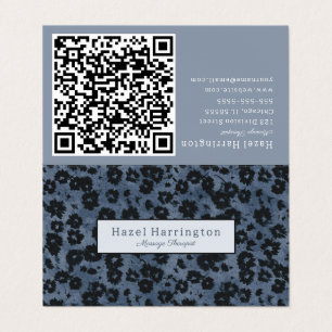 HQ Code Floral moderne Plier Carte de visite bleu