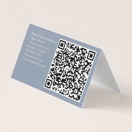 HQ Code Floral moderne Plier Carte de visite bleu  (Dos)