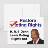 HR4 John Lewis Voting Rights Act Carte postale (Devant / Derrière)