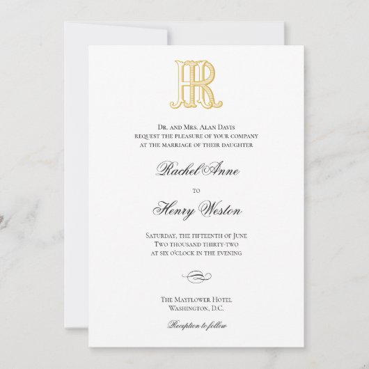 HR Monogram of RH Monogram Wedding Invitaties Kaart (Voorkant)