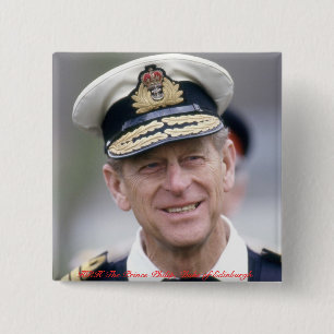 HRH De prins Philip van Edinburgh Vierkante Button 5,1 Cm