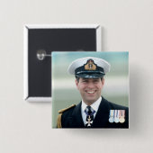 HRH Prince Andrew Vierkante Button 5,1 Cm (Voorkant /achterkant)