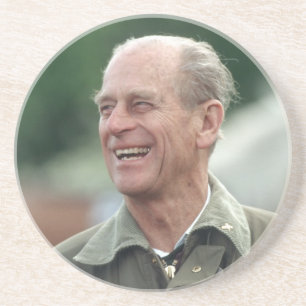 HRH Prince Philip lachend Zandsteen Onderzetter