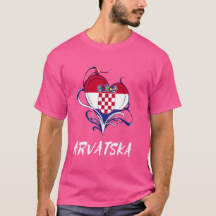 Hrvatska Heart Kroatië Vlag Trotse Kroatische Prid T-shirt