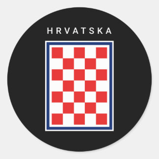 Hrvatska schaakbord met blauwe rand ronde sticker