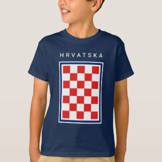 Hrvatska Schachbrett Blau Rand T-shirt