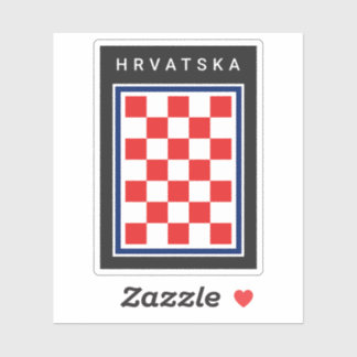 Hrvatska Schakend Blauw Rand Sticker