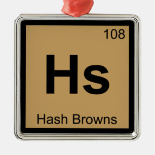 Hs - Hash Browns Chemistry Periodic Table Symbool Metalen Ornament