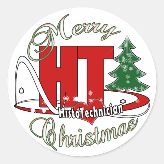 HT MERRY CHRISTMAS HISTO TECHNICIAN RONDE STICKER (Voorkant)