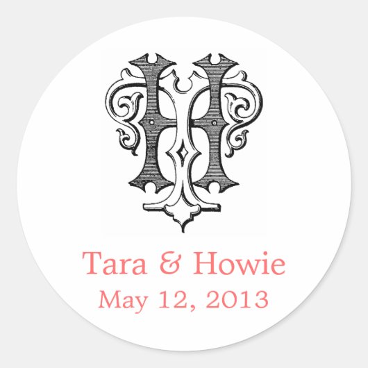 HT  Monogram Wedding Sticker (Voorkant)