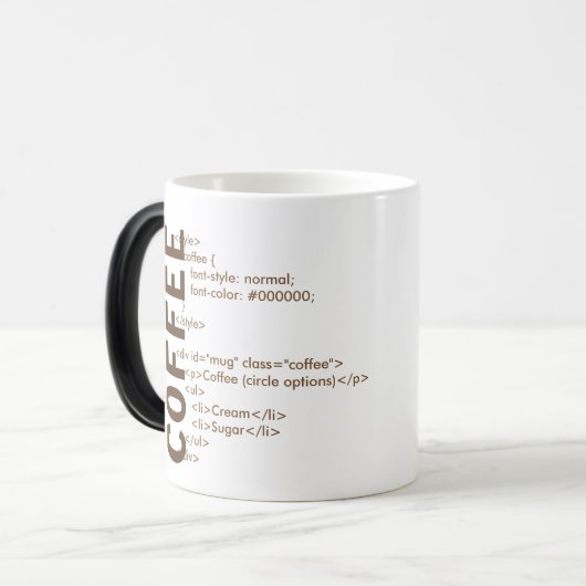 HTML-koffie-Mok Magische Mok (Voorkant links)