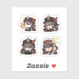 Hu Tao Genshin Impact 4 stuks sticker blad