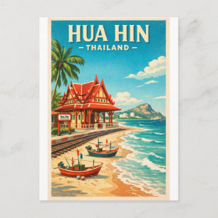 Hua Hin stad, Thailand retro reis Briefkaart