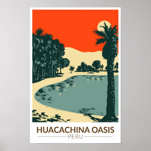 Huacachina Peru Reizen Kunst Vintage Poster