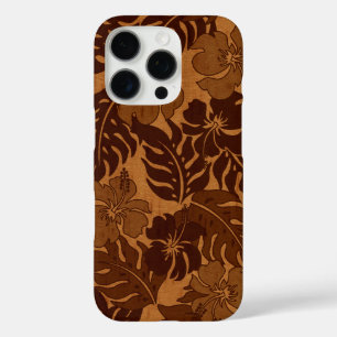 Huakini Bay Hawaiian Hibiscus  Faux Wood  iPhone 16 Pro Hoesje