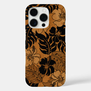 Huakini Bay Hawaiian Hibiscus  Faux Wood iPhone 16 Pro Hoesje