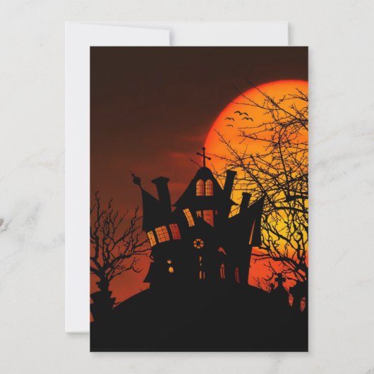 Huanted House Moon Spooktacular Halloween Party Kaart (Achterkant)