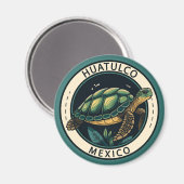 Huatulco Mexico Turtle Badge Magneet (Voorkant / Achterkant)