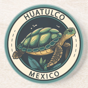 Huatulco Mexico Turtle Badge Zandsteen Onderzetter