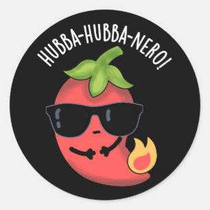 Hubba-hubba-nero Grappige Habanero Pun Dark BG Ronde Sticker