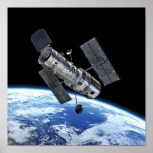 Hubble Ruimtetelescoop in baan om de aarde NASA-fo Poster