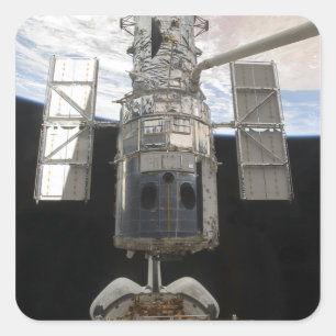 Hubble Space Telescope in Atlantis cargo bay Vierkante Sticker