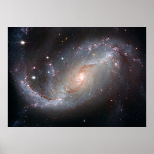 Hubble Uitzicht van Barred Spiral Galaxy NGC 1672 Poster (Voorkant)