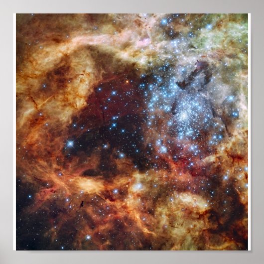 Hubble's Festive Uitzicht of a Grand Star-Forming Poster (Voorkant)