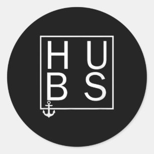 Hubby hubs echtgenoot huwelijk bruidegom familie v ronde sticker