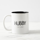 Hubby man aangepaste naam of datum tweekleurige koffiemok (Links)