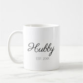 Hubby man aangepaste scriptnaam of -datum koffiemok (Links)