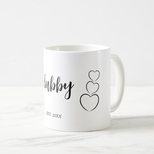 "Hubby". minimalistisch Koffiemok (Voorkant rechts)