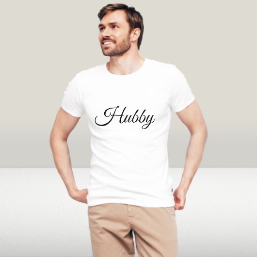 Hubby Modern Huwelijksreis Zwart Script Wit Mannen T-shirt