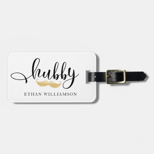 Hubby | Monogram van de heer Black & Gold Script P Bagagelabel (Voorkant horizontaal)