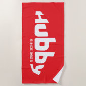 Hubby Pas getrouwd Groom Rood & Wit Strandlaken (Voorkant)