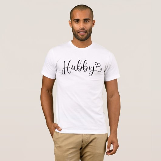 Hubby Script met hart Custom Wedding T-shirt (Voorkant volledig)