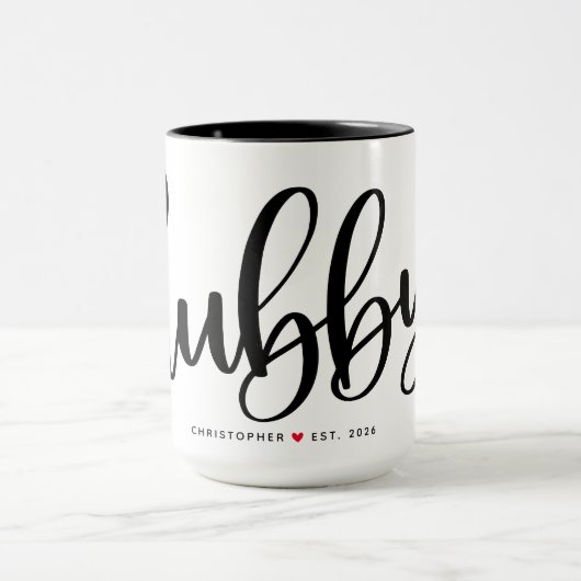 Hubby Simple Black Lettering Custom Mok (Midden)