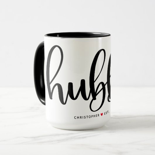 Hubby Simple Black Lettering Custom Mok (Voorkant links)
