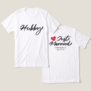 Hubby trouwt met Rode Hart Initialen bruiloft Tri-Blend Shirt