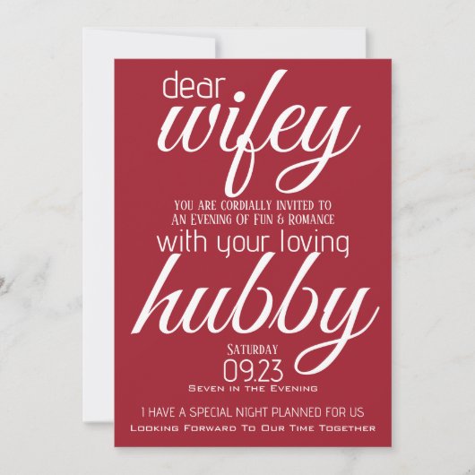 Hubby vraagt Wifey Out Kaart (Voorkant)