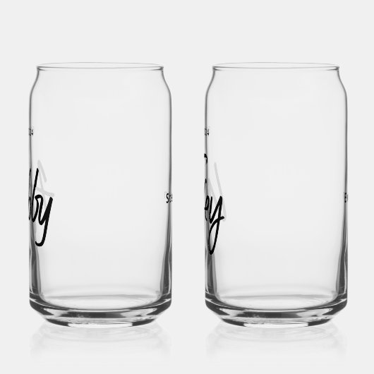 Hubby + Wifey Bruiloft gepersonaliseerd Blikvorm Glas (Links)