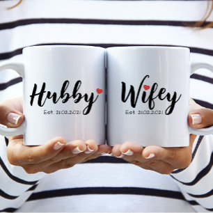 Hubby & Wifey Couple Mug (Personnaliser Wifey)