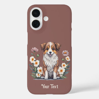 Hübscher Collie umringt von Blumen - iPhone 16 Hoesje