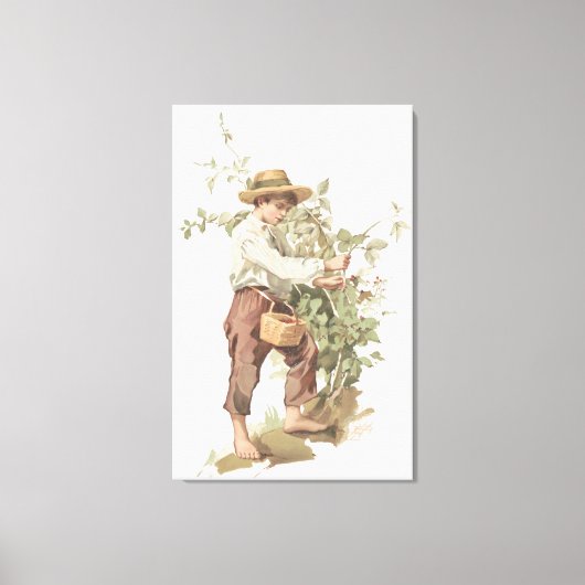 Huckleberry Finn die Berries schoppen Lithograaf Canvas Afdruk (Voorkant)